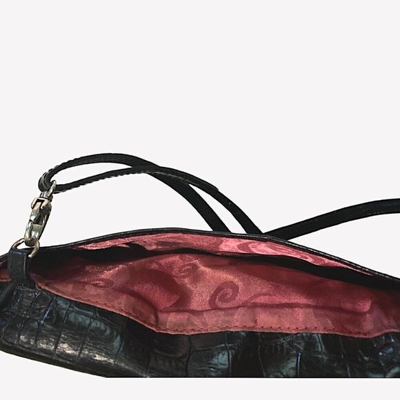 Brighton Travel the World Black Croc Embossed Crossbody/Envelope/Clutch bag - Picture 12 of 12